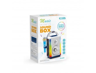 Jucarie muzicala Boxa si microfon albastru, cu lumini