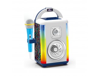Jucarie muzicala Boxa si microfon albastru, cu lumini