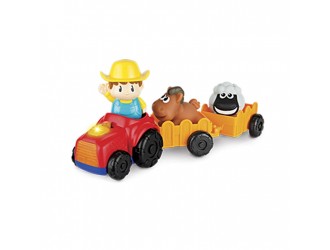 Jucarie Tractor cu remorca, figurine fermier si animale, sunete si lumini, Winfun