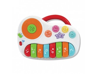 Jucarie Pian alb cu maner si buton DJ cu sunete si lumini, engleza, Winfun