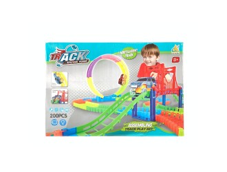 Set traseu fosforescent de construit cu masinuta si o bucla, 200 el., ZJA224361