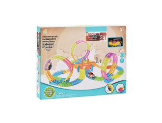 Set traseu fosforescent de construit cu masinuta si 3 bucle, 200 el., ZJA224372