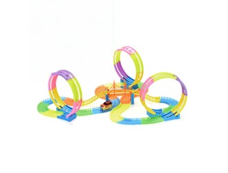 Set traseu fosforescent de construit cu masinuta si 3 bucle, 200 el., ZJA224372