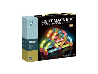 Joc educativ de constructie cu bile si bete magnetice cu lumini 52 el., ZJA354906