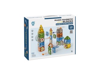 Set de constructie magnetic 128 el. traseu cu bile, ZJA354948
