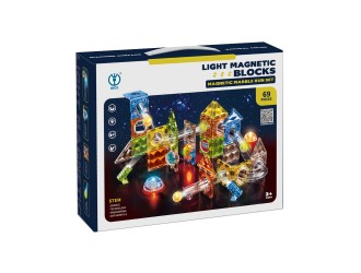 Set de constructie magnetic cu lumini 69 el. traseu cu bile, ZJA354950