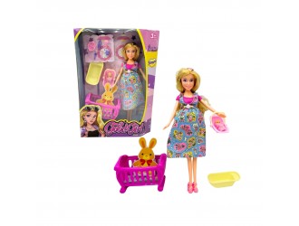  Papusa 29 cm insarcinata, cu accesorii si bebe