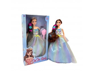 Papusa 29 cm cu accesorii par, 2 tipuri