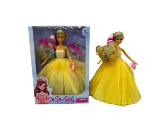 Papusa Printesa 29 cm, cu accesorii, 3 tipuri roz/fuchsia/galben