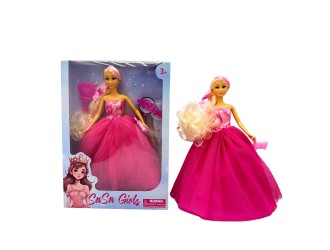 Papusa Printesa 29 cm, cu accesorii, 3 tipuri roz/fuchsia/galben