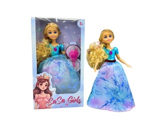 Papusa Printesa 34 cm, cu accesorii par, 2 tipuri