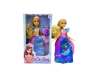 Papusa Printesa 34 cm, cu accesorii par, 2 tipuri