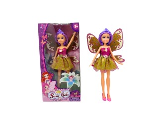 Papusa Zana cu aripi 26 cm, 3 tipuri roz/mov/albastra