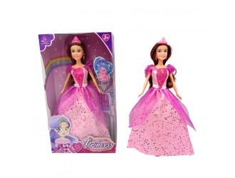 Papusa Printesa 29 cm, rochie roz/albastra