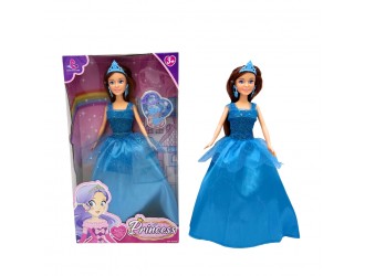 Papusa Printesa 29 cm, rochie roz/albastra