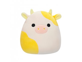 Jucarie de plus 19 cm, Bodie vacuta alba cu pete galbene, Squishmallows