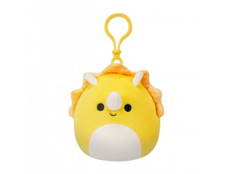 Jucarie de plus 9cm cu breloc, Triceratops galben, Squishmallows
