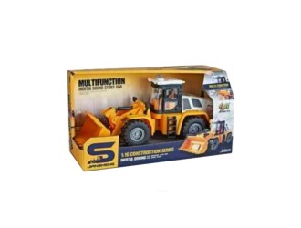 Jucarie Tractor Buldozer, galben, cu sunete si lumini 1:16, JSTOYS, ZJA345701