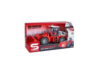 Jucarie Tractor Buldozer, rosu, cu sunete si lumini 1:16, JSTOYS, ZJA345706