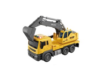 Jucarie Camion Excavator, galben, cu frictiune, sunete si lumini 1:16, JSTOYS, ZJA278614