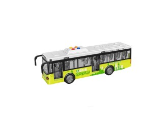 Autobuz verde cu frictiune, sunete si lumini, 1:16, jstoys, ZJA314874