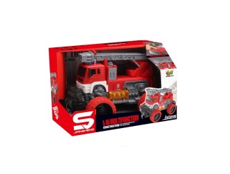 Camion de pompieri cu roti mari, furtun de apa, inertie, lumini si sunete, 1:16, jstoys , ZJA327123