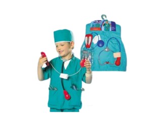 Joc de rol Costum azuriu de medic cu accesorii, ZJA134195