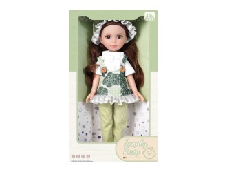 Papusa bruneta 35 cm cu bluza si pantaloni verzi, ZJA353023
