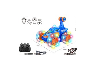 Jucarie Masina Stunt albastra cu RC 2.4G, lumini si acumulator, ZJA360958