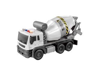 Camion Betoniera alb-gri cu frictiune, sunete si lumini, 1:16, jstoys, ZJA278613