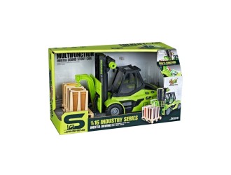 Jucarie Stivuitor verde cu frictiune, sunete si lumini, 1:16, jstoys, ZJA345711