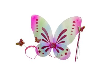 Set Aripi de Fluture cu cerc si bagheta multicolor cu sclipici, ZJA359644