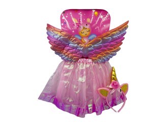 Set Aripi de Unicorn roz cu fustita si cerc ZJA359657