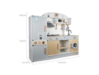 Mega Bucatarie din lemn albastra cu frigider, masina de spalat, microunda si alte accesorii, ZJA359669