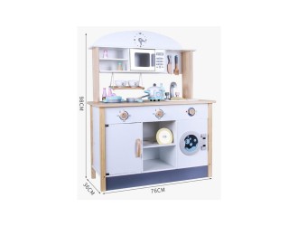 Bucatarie din lemn alb-albastru cu accesorii, ZJA359671