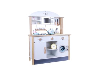 Bucatarie din lemn alb-albastru cu accesorii, ZJA359671