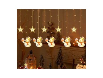 Ghirlanda luminoasa de Craciun Omeni de zapada-Stelute, perdea de tip ploaie, 3m, alb cald, ZJA360462