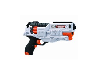 Pistol de jucarie electric cu gloante din spuma, 24 proiectile, cilindru rotativ, Fast Pioneer
