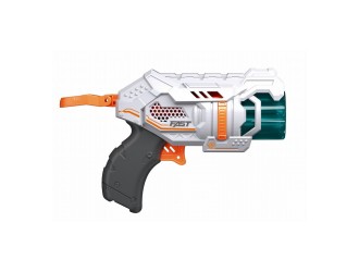 Blaster de jucarie manual cu gloante din spuma, 4 proiectile, cilindru rotativ, Fast Pioneer