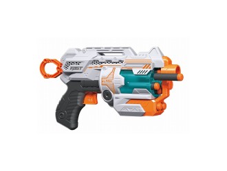 Blaster de jucarie manual cu gloante din spuma, 12 proiectile, cilindru rotativ, Fast Pioneer