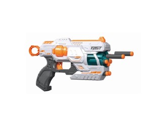 Blaster de jucarie manual cu gloante din spuma, 12 proiectile, cilindru rotativ, Fast Pioneer