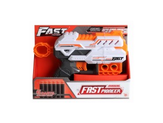 Blaster de jucarie manual cu gloante din spuma, 6 proiectile, Fast Pioneer