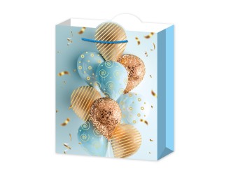 Punga pentru cadou Baloane cu sclipici auriu 30x12x41,5 cm 4 tipuri, ZJA361887