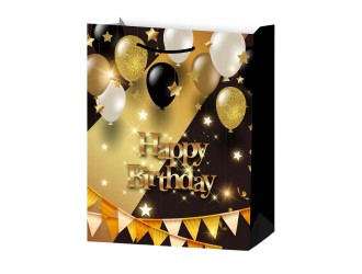 Punga pentru cadou auriu-negru Baloane 30x12x41,5 cm 4 tipuri, ZJA361889