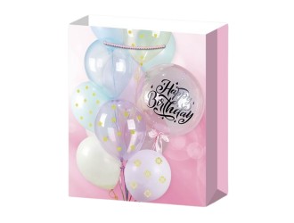 Punga pentru cadou Baloane Happy Birthday cu sclipici auriu 30x12x41,5 cm 4 tipuri, ZJA361890