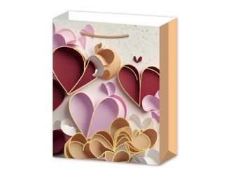 Punga pentru cadou Inimi 3D 30x12x41,5 cm 4 tipuri, ZJA361893