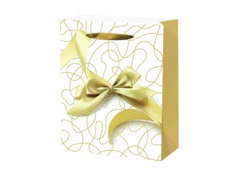 Punga pentru cadou Alb cu Fundita colorata 43x15x55 cm 4 culori, ZJA361876