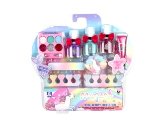 Set cu 3 lacuri de unghii, pila, paleta farduri, sclipici buze, burete unghii Magical Unicorn, ZJA293671