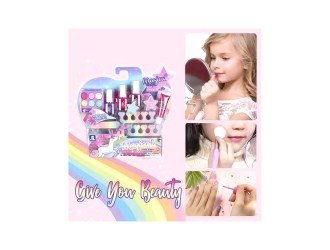 Set cu 3 lacuri de unghii, pila, paleta farduri, sclipici buze, burete unghii Magical Unicorn, ZJA293677