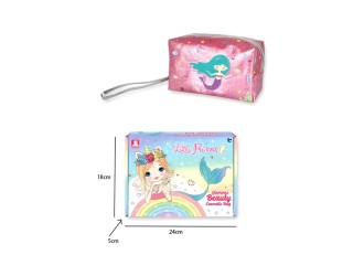 Set-Gentuta roz cu diverse produse de machiaj si accesorii Little Princess, ZJA293668